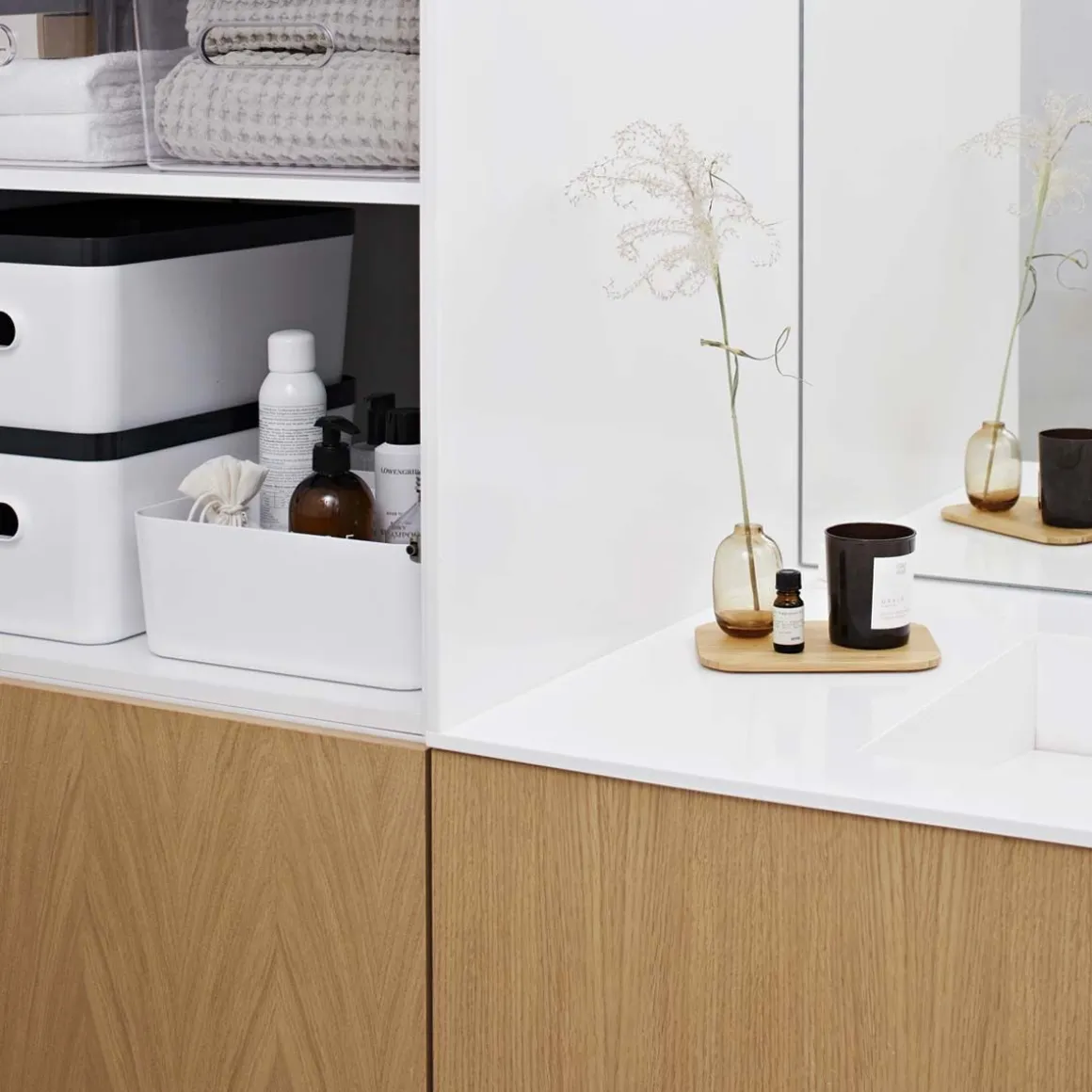 Boîte de rangement en plastique blanc pour cuisine ou salle de bain M