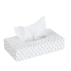 Boîte à mouchoirs blanche à pois dorés