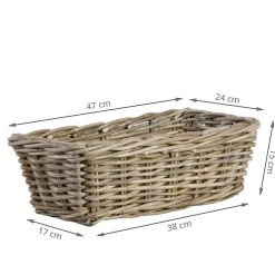Long panier de rangement en rotin
