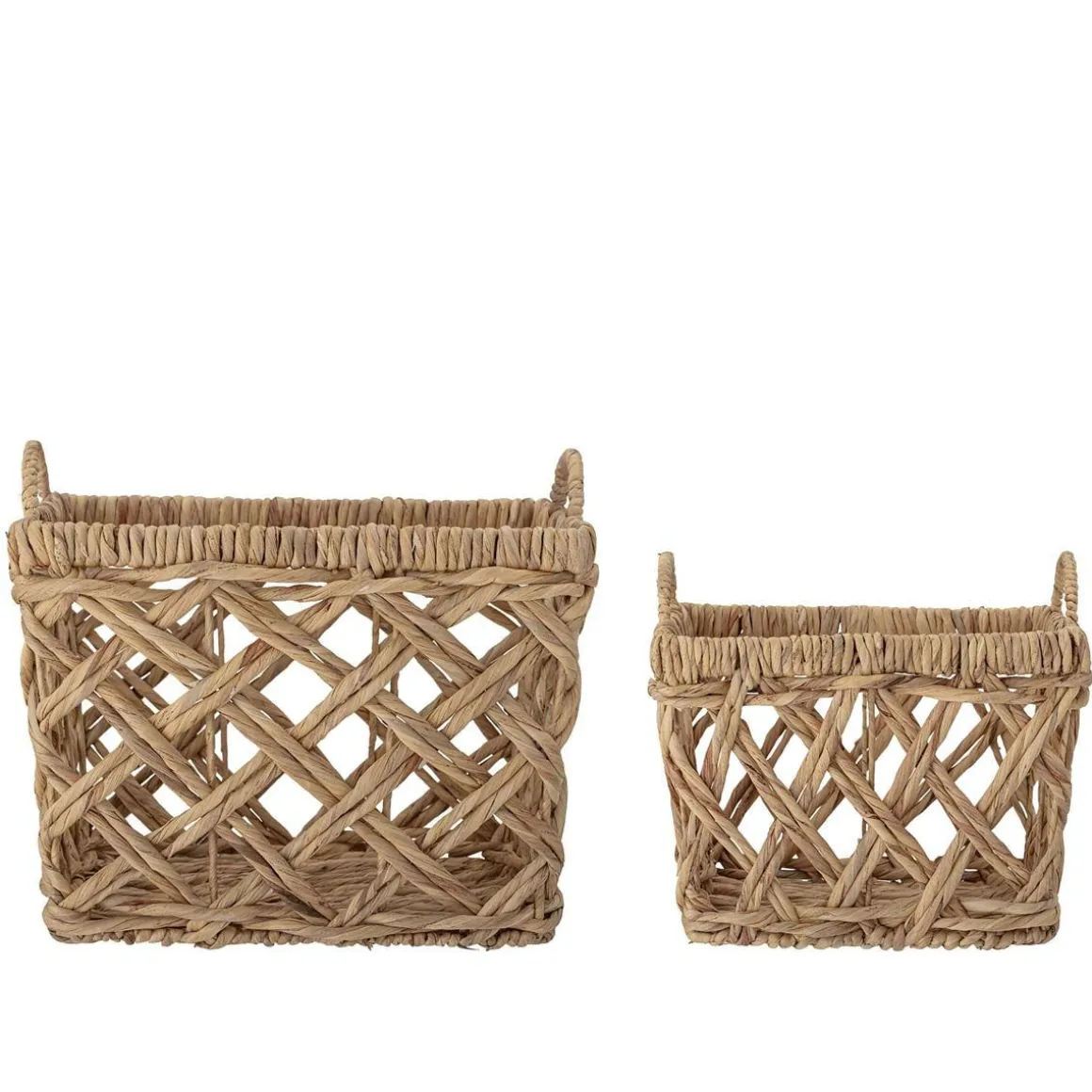 2 paniers de rangement rectangulaires en jacinthe d'eau