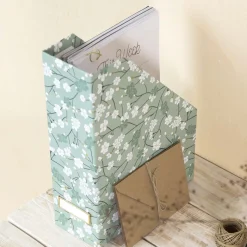 Range dossiers fleurs papier japonais avec étiquette